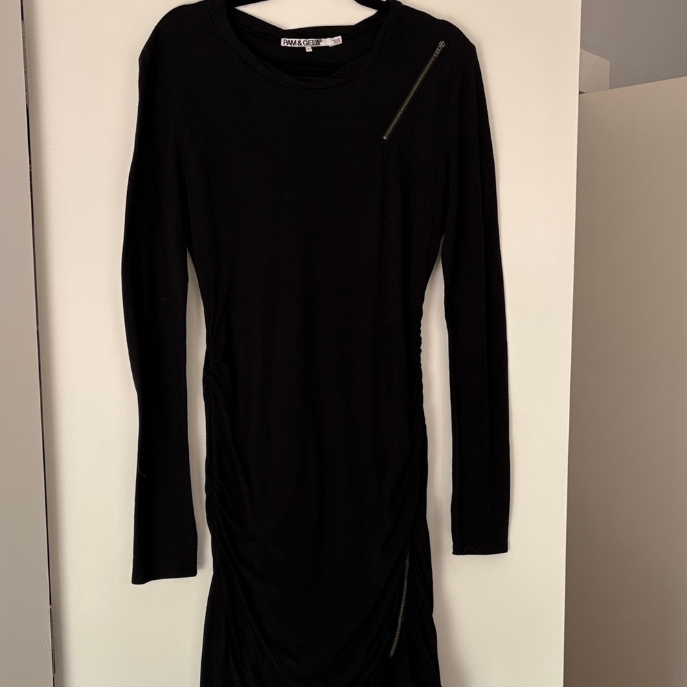 Pam & Gela Black Long Sleeve Dress with Zipper